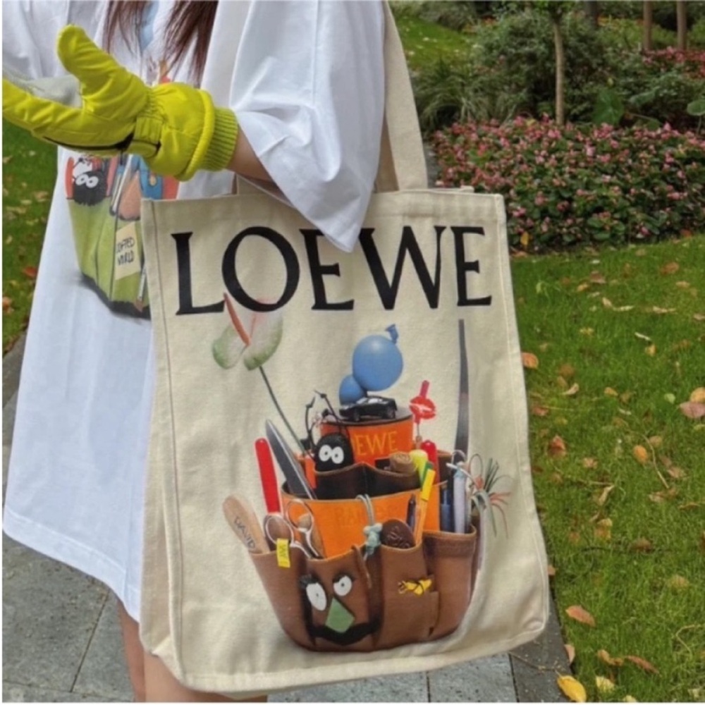 Loewe Cream Canvas Tote Bag